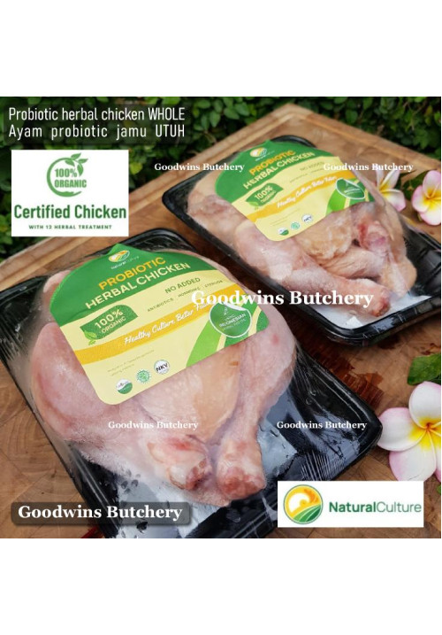 Chicken ayam PROBIOTIC ORGANIC herbal jamu low-fat Natural Culture WHOLE UTUH BROILER (price/pc 800-850g)